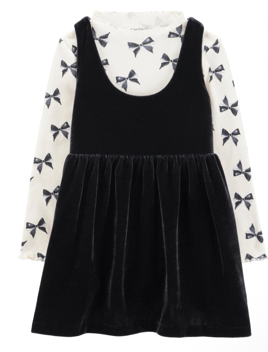Vestido negro con franela Blanca/ Carters